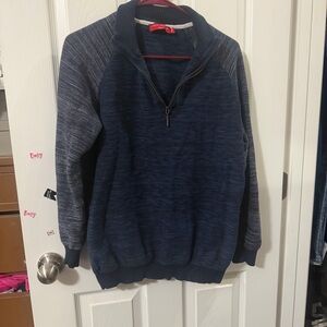 Wills Lifestyle Sport Men’s Quarter Zip Sweater Navy Blue Cotton Pullover Size L